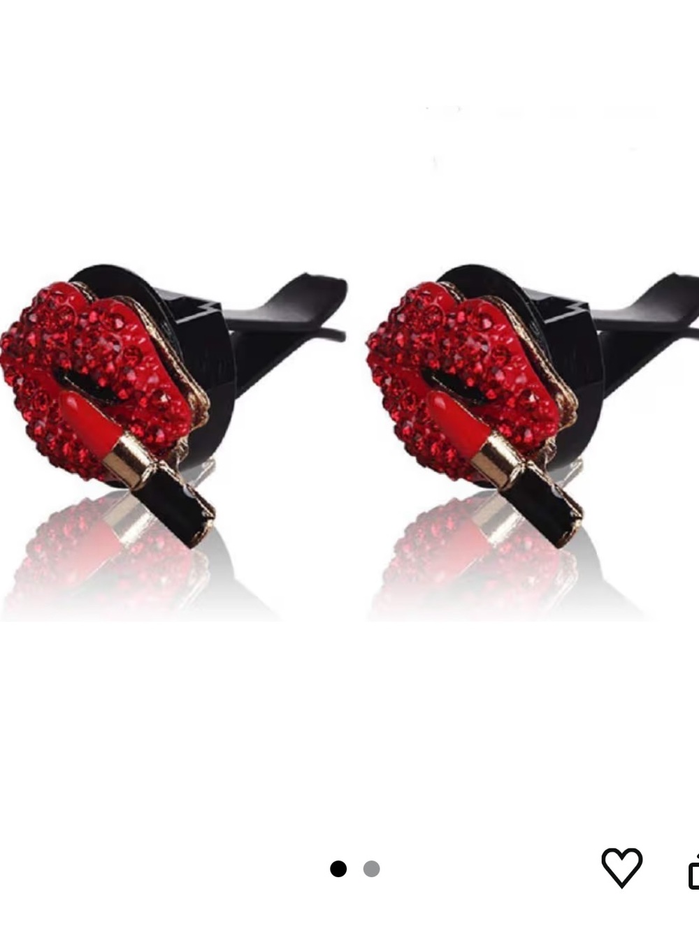 2 PCS Car Vent Diffuser Car Vent Decoration Red Glitter Lips with Lipstick